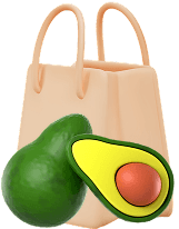 Bag with avocado